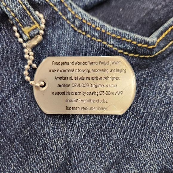 Devil Dog Jeans Dungarees Dark Blue Wash Straight Stretch Denim Mens 36x30 - Picture 6 of 15